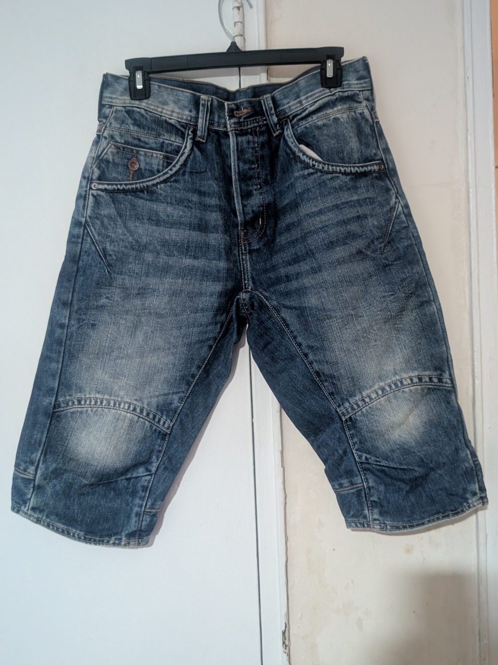 H&M Distressed Dark Blue Jean Shorts
